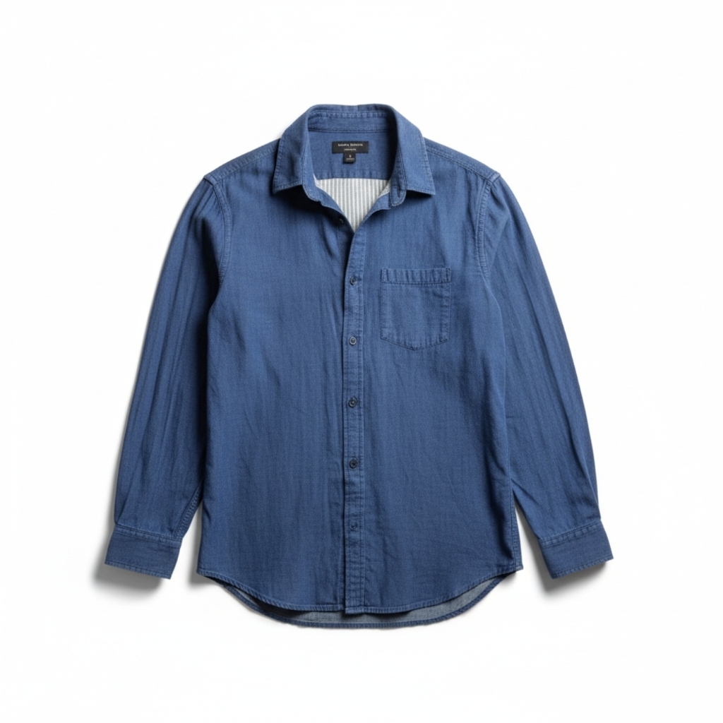 Banana Republic Standard Fit Blue Denim Long Sleeve Shirt - Medium